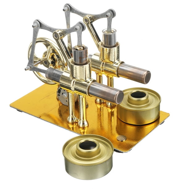 Double Cylinder Engine Motor Generator Hot Air Power Stirling Model W/ LED Light for sale online